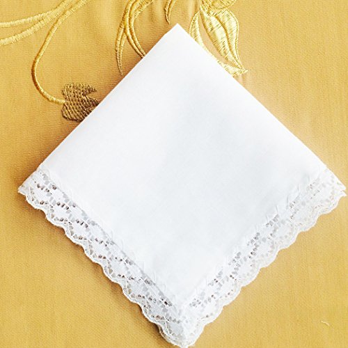 New White Lace Wedding 100% Cotton Handkerchiefs