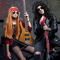 Set De Peluca Rockera De Los 80 Y 90 Hombres Negros Largos Y