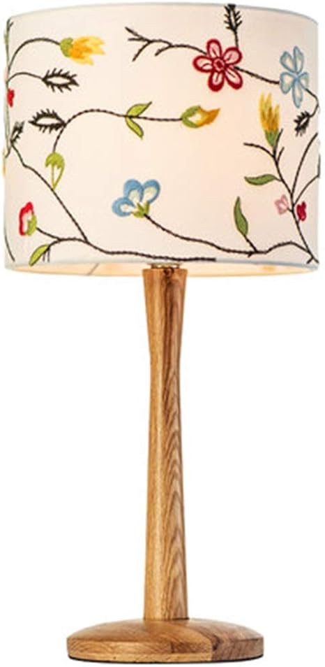 Einfach Nordische Lampe Schlafzimmer Einfache Moderne Ikea Warme Romantische American Pastoral Stickerei Kinderzimmer Holz Nachttischlampe Uomun Amazon De Beleuchtung