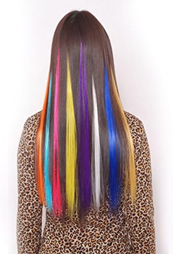 Sherryshine 22 Inch Straight Colored Party or Performance Highlight Clip on in Hair Extensions Multiple Colors (10 Pcs)
