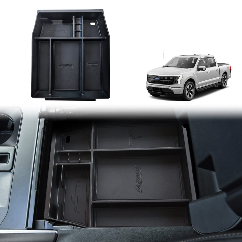 Mua for F150 Lightning Accessories Storage Box Organizer Center Console Tray with Vegan Leather