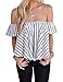 BOBIBI Women's Blouse Off Shoulder Striped Summer Casual Shirt Tops
