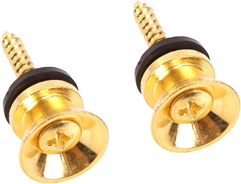 2pcs Guitar Strap Part Metal Strap Buttons Locks End Pins Ukulele Button Pegs Bass Screw Mushrooms Head Golden