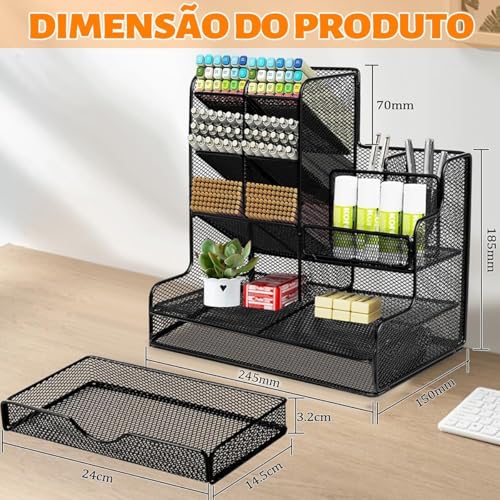 Suporte de Caneta de Malha, Organizador de Lápis Multifuncional com Gaveta, Organizador de Mesa de Malha, Suporte de Lápis Para Mesa, Organizadores de Mesa E AcessóRios