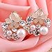 Grace Jun Bridal Multicolor Rhinestone Crystal Gold Plated Clip On Earrings Without Piercing 8 Colors Choose (186white)