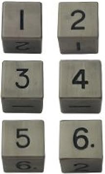 Metal Dice Set: 6 d6 16mm Dice: Antique Silver