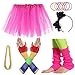 JustinCostume Girls' 80's Accessories Headwear Skirt Leg Warmers Gloves Pink A