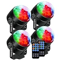 Nequare Party Lights Sound Activated Disco Ball Strobe Light 7 Lighting Color Disco Lights with Remote Control for Bar Club Party DJ Karaoke Wedding Show and Outdoor (4 PACKS)