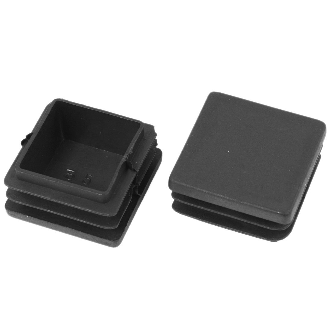 Sourcingmap 2 Pcs 35mm x 35mm Plastic Ribbed Square End Caps Tube Insert Black
