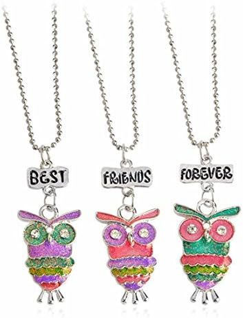 Xumengwu 3pcs/set Animal Owl Pendant Best Friends Forever Friendship Necklace Set BFF Jewelry For Women