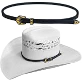 Rainbow Trimming Co. XL Genuine Leather Western Hat Band for Cowboy Hats – 5/16” Slim Strap with Engraved 3-Piece Buckle – Adjustable Cowboy Hat Accessory for Men & Women