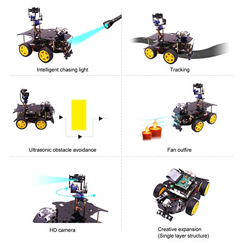 Yahboom Ultimate Starter Kit for Raspberry Pi 3 B+ HD Camera Programmable Smart Robot Car Kit with 4WD Electronics Education DIY Kit for Teens ï¼ˆRaspberry Pi not Includeï¼‰
