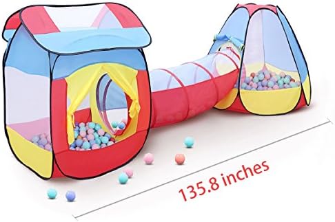 GrowthPic Kids Play Tent Set with Tunnel, Large Children Playhouse, Pretend Teepee Ball Pit for Toddlers Indoor and Outdoor Pop-up Play