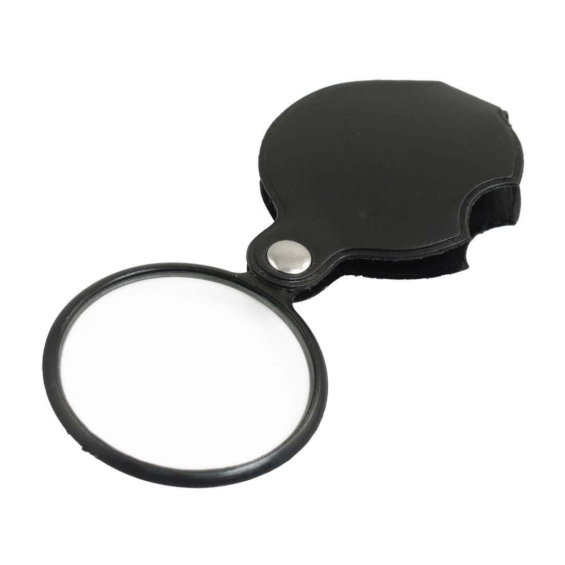 Sourcingmap Portable 50mm Diameter 5X Round Magnifying Glass w Black Cover