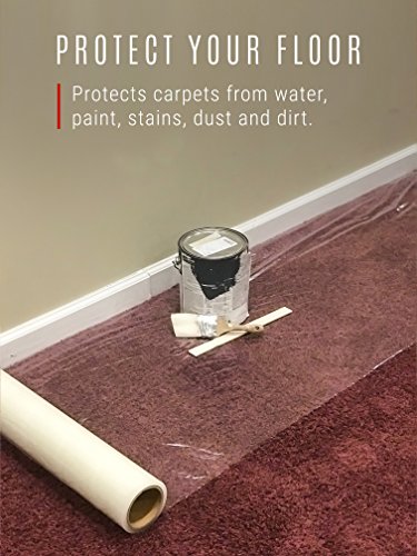 IPRIMIO Protective Film for Surface, Carpet and Paint Protection- 24" by 50 Feet clear sheet – Tear Resistant, 2mm Extra Thick and 50 Microns Thickness – Multipurpose indoor and outdoor use