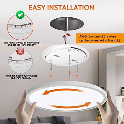 24w Flush Mount Ceiling Light 2 Pack, 9 Inch Ultra-Thin Ceiling Light Daylight, Round Flat Panel Light, Surface Mount Ceiling Light Fixture for Hallway, Bedroom, Kitchen