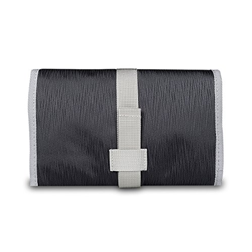 Toiletry Cosmetic Bag with Hanging Hook, Glovion BUBM Electronics Accessories Organizer, Portable Traveling Carry Case, Roll-Up Gear Storage Bag for Bathroom Make up - Grey