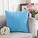 Home Brilliant Decorative Pillow Cover Light Blue Soft Velvet Corduroy Striped Set of 2 Square Throw Pillow Covers for Couch, 18 x 18 inch, Teal