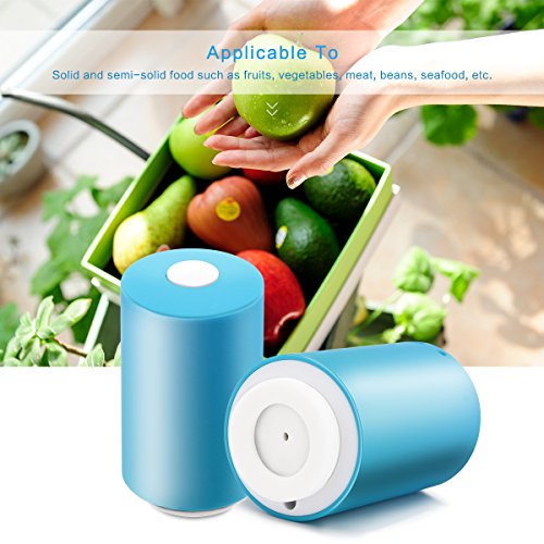 Mini Food Vacuum Sealer, DDSKY Household Preservation Automatic Vacuum Machine USB Rechargeable Vacuum Sealing System with 5 Reusable Packing Bags, Blue