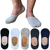 Men's No Show Socks 5 Pack Casual Ankle Low Cut Loafers Invisible Non Slip Boat Liner Socks (Multi-1)