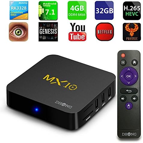 DHong Android OS 9.0 TV Box MX10 Streaming Media Player, Rockchip RK3328 4G/64G 3D 4K HDR HLG Video Playing Network Set-top TV Box (4G+64G)
