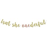 FAIUTA Isn't She ONEderful Banner, 1st Birthday Banner for Girls, Wonderful Garland, Party Decor