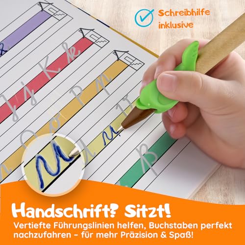 Filapen Magic Preschool Books from 4 Years - 5 Exercise Books + Pen (Reusable) - Learn to Write & Calculate, Practice Letters & Numbers - For Left-Handed and Right-Handed Users
