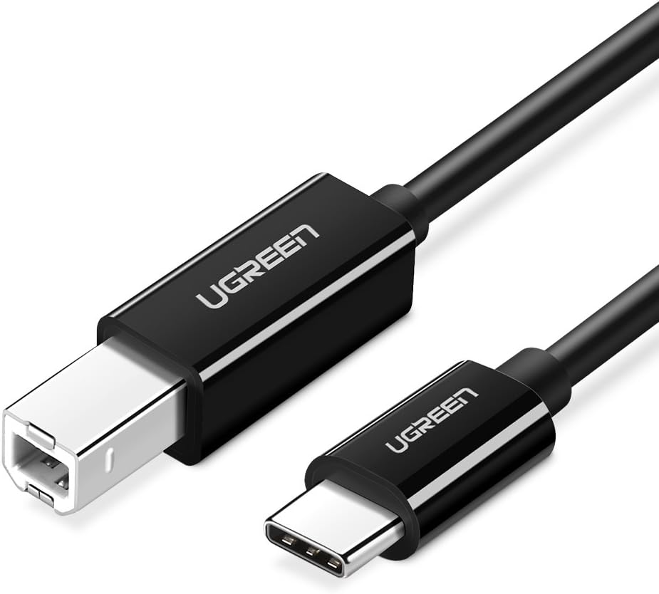 UGREEN USB C To USB B Cable 15ft - Fast Charging Braided Cord For Printers, MIDI Keyboards, DJ Gear & More