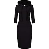 Clearlove Women's Stripe Pocket Knee Length Slim Pullover Hoodie Dress