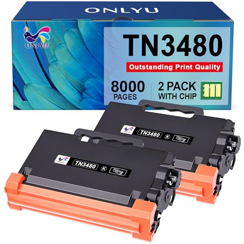 ONLYU TN3480 Cartouche de Toner Compatible pour Brother TN-3480 TN3480 TN 3480 HL-L5100DN MFC-L5750DW HL-L5200DW pour MFC-L5700DW HL-L6400DW HL-L5000D DCP-L5500DN TN-3430 TN3430 TN 3430 Noir, 2-Pack