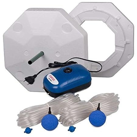 OSAGA Teich Eisfreihalter Set 4 inkl. regelbarer Luftpumpe und Zubehör, für einen eisfreien Gartenteich, Anti Ice Winter