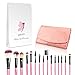Gisala 15pcs Makeup Brush Set Foundation Mascara Lip Eyeshadow Eyebrow Brushes Kit with Leather Bag