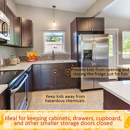 Cabinet Locks Child Safety Latch - Pack of 10 Baby Proof Cabinet Latches - C hildproof Sliding Adhesive Lock for Cupboards, Cabinets, Sliding Doors, Drawers or Many Other Furniture & Appliances - Thumbnail 3