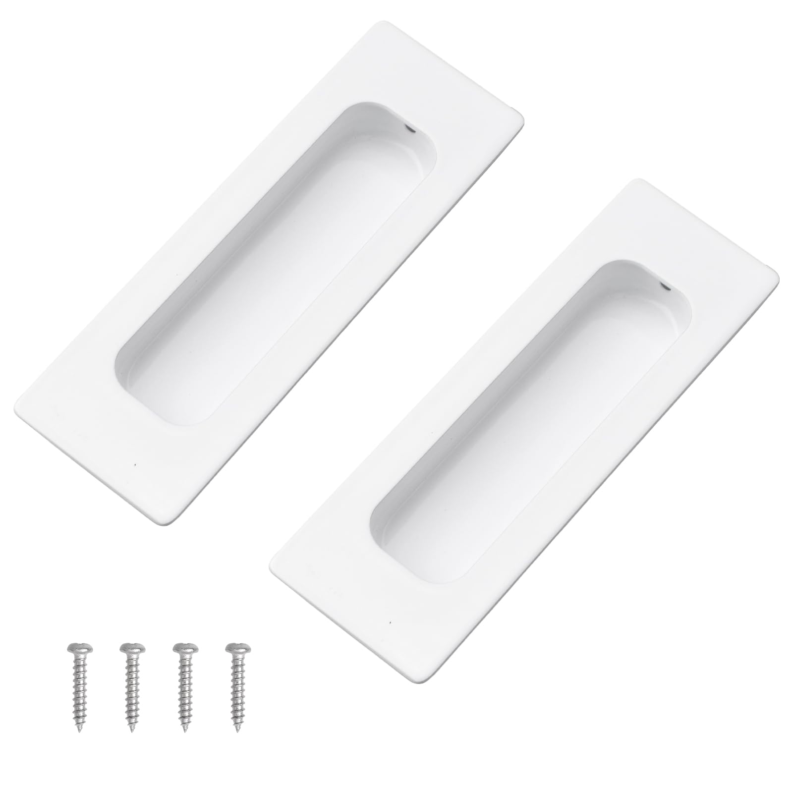 MOROBOR 2 PCS Recessed Cabinet Handles, Warm White Stainless Steel Rectangular Knob with Screws, Exposed Installation Embedded Pull Handle for Wardrobe Drawer Flush Sliding Door -120 mm/4.72 in