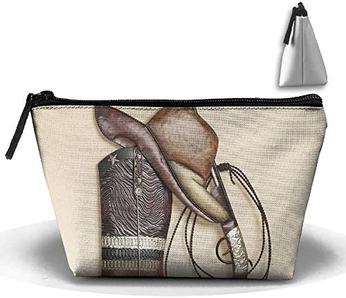 Cowboy Boots Hat Gun Makeup Bag Storage Portable Travel Wash Tote Zipper Wallet Handbag Carry Case
