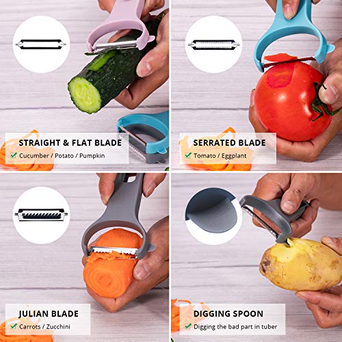 DOVAVA Can Opener, Garlic Press, Peeler,Garlic Peeler,Cleaning Brush Kitchen Accessories Tool Set-5 for Family Cooking Walnut Peanut Ginger