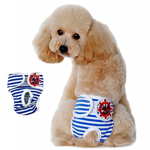 Visky ® Pet Female Hygienic Sanitary Pant Reusable Reusable Dog Diapers (Blue, Meduim)