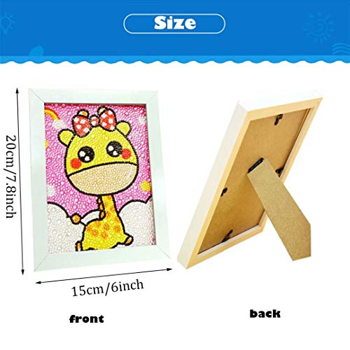 QIAONIUNIU Diamond Painting Kits for Kids, Easy Dot Art Crafts for Beginners Animals Giraffe with Frame - Thumbnail 5