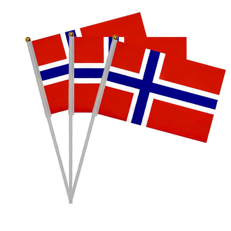 20 Pieces of Norway Hand Crank Flags for National Holiday, Parties, Parades, Hand Flag, Sports Events, Bars Decoration