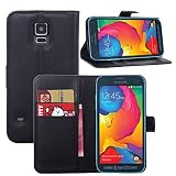 Galaxy S5 Sport Case, Demomm Flip Pu Leather Case Wallet Cover for Samasung Galaxy S5 Sport-(Sprint s5 sport-black)