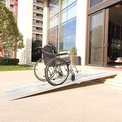 Olymstore 10 ft Portable Aluminum Folding Ramp for Wheelchair Scooters Pet Emergency Hospital,Briefcase Mobility Non Slip,Home Utility
