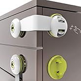 Child Safety Locks, 5Pack with Strong Adhesive Child Safety Cupboard Locks, Baby Cabinet Locks for Kitchen Cabinets, Drawers,