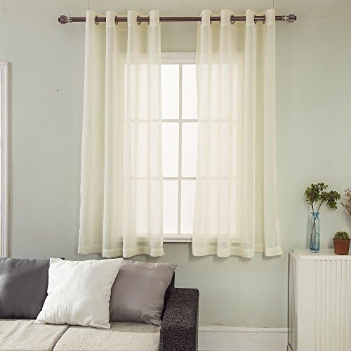 DMMX Window Treatment Faux Linen Sheer Grommet Top Curtains for Living Room, 1 Pair, W52" X L63", Pale Yellow