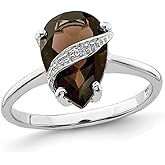 Gem And Harmony 2.75 Carat (ctw) Smoky Quartz Tear Drop Ring in Sterling Silver