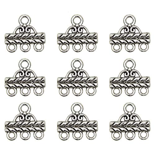 Monrocco 50pcs 3 Strand Slide Lock Clasp for Connector Jewelry Findings Necklace Multilayer Clasp with 15mm 3 Hole.