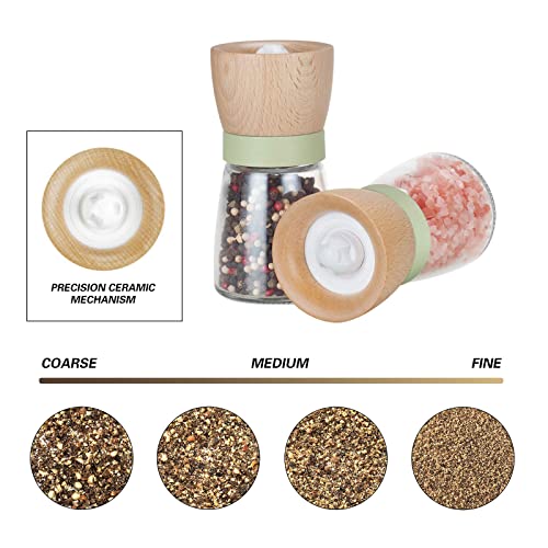Salt and Pepper Grinder Set Wood VEVOK CHEF Adjustable Coarseness Refillable Pepper Grinder Mill