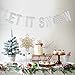 SUNBEAUTY Silver Glitter Let It Snow Garland Winter Banner with Snowflakes Holiday Wall Decoration Christmas Frozen Party Supplies