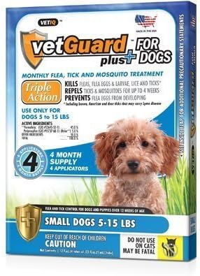 VetGuard Plus Flea &amp; Tick Drops for Small Dogs, 5-15 lbs, 4 Month Supply by VetGuard