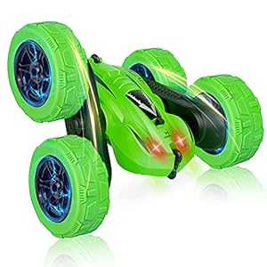 GEEKERA-Remote-Control-Car-4WD-Electric-RC-Race-Stunt-Car-with-Double-Sided-360Spins-Flips-LED-Headlights-High-Speed-Off-Road-Racing-Vehicle-for-Kids-Boys-Girls-Toys-Gifts-Green GEEKERA Remote Control Car, 4WD Electric RC Race Stunt Car with Double Sided 360°Spins Flips, LED Headlights, High Speed…