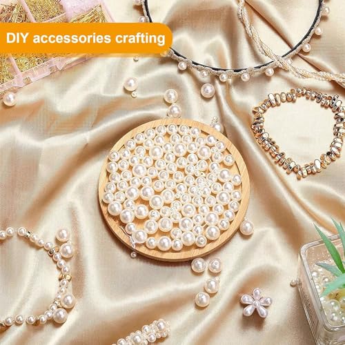 PODDU White Round Beads, 1000 Pieces, 6 mm ABS Glass Beads, Craft Beads for Jewellery Making